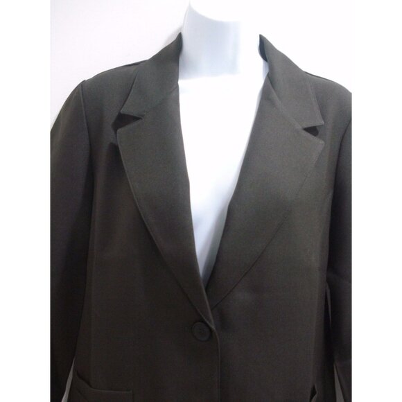 Alfred Dunner Faux Pockets Button Front Olive Blazer Jacket Petite Size 6P - Picture 3 of 9